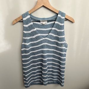 LOFT Light Blue and White Striped Sweater Tank